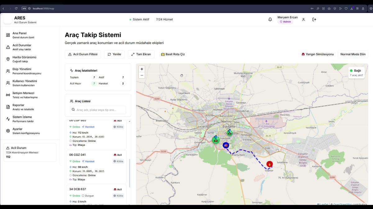ARES — AI Destekli Acil Durum Araç Rota Optimizasyon Sistemi
